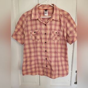 3/$25 The North Face Plaid Short Sleeve Button Down size Large